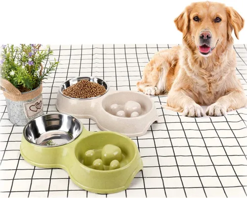 Vista 2 de Tineer Cuenco de acero inoxidable para mascotas de alimentación lenta para Azul