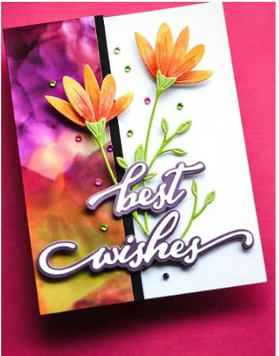 Vista 6 de Tallos florales de metal troquelados, hojas de flores, tarjetas de boda, plantillas cortadas para tarjetas de invitación de bricolaje, álbum