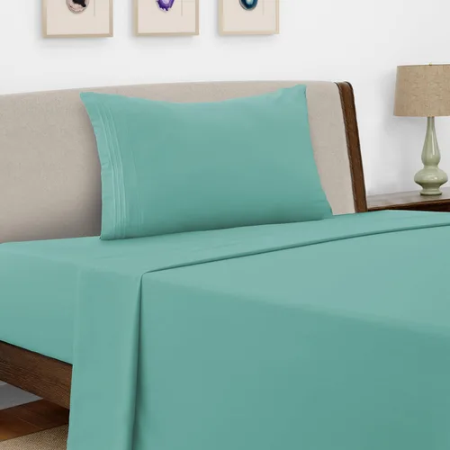 Vista 136 de LUX Décor - Juego de sábanas Twin de microfibra ultrasuave de 3 piezas con sábana encimera, sábana bajera de 16 pulgadas de profundidad y funda