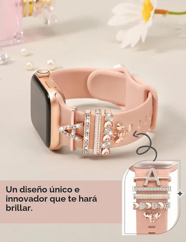 Vista 4 de 13 Pack de dijes para reloj Compatible con correas de Apple Watch/Samsung Galaxy/Google Pixel/Fitbit Versa/Sense, bucles de metal para iWatch Series