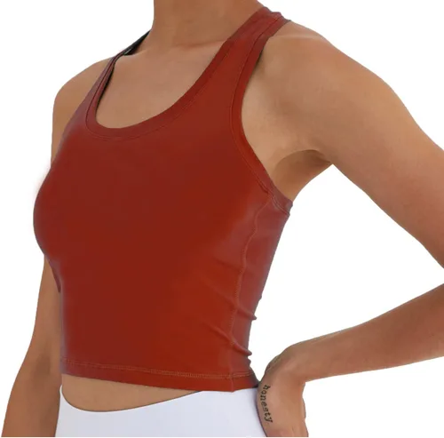 Vista 3 de Camiseta corta sin mangas con espalda cruzada para mujer, para correr, entrenamiento, yoga