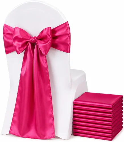 Vista 26 de Bandas de satén para silla, elegantes de alta calidad, 6 x 108 pulgadas, perfectas para bodas, fiestas y eventos