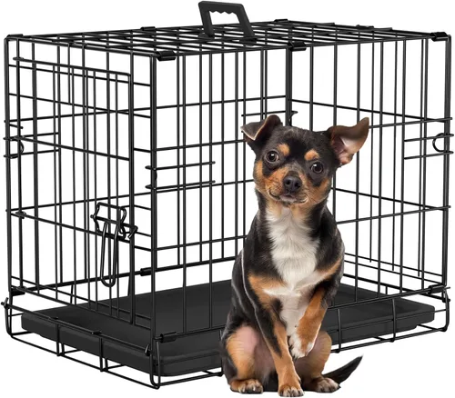 Vista 26 de [Usado] FDW Jaula para perros pequeños de 24 pulgadas plegable de metal con alambre para mascotas, doble puerta con panel divisor para interiores