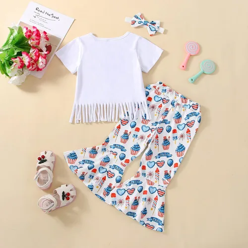 Vista 18 de Eadrioss Ropa para bebé niña pequeña, traje de campana de manga corta, camisa de flores para niños, pantalones florales acampanados, ropa de verano
