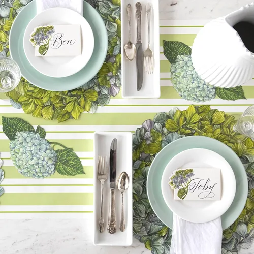 Vista 5 de Hydrangea - Manteles individuales redondos de papel, manteles individuales desechables para mesa de comedor para la temporada de primavera y verano