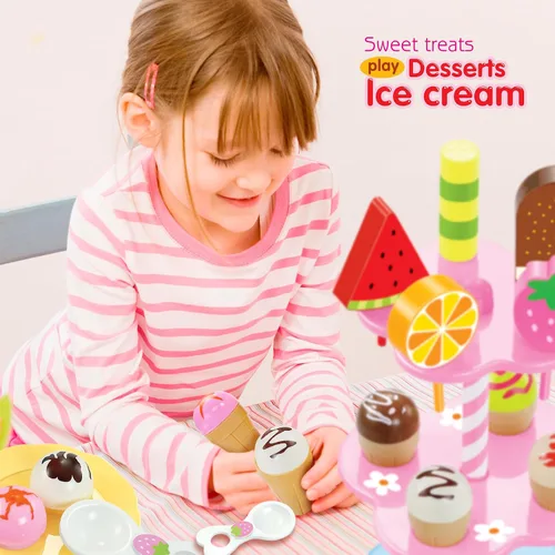 Vista 2 de PowerTRC Juego de 22 piezas de torres de helados y postres Perfecto para aventuras de juegos de niños con paletas y delicias de helado