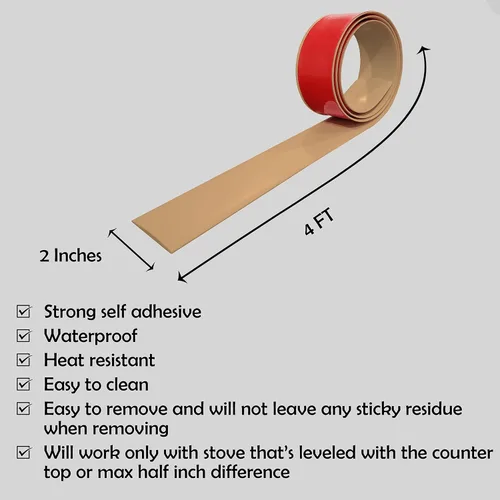 Vista 4 de Rubber Bond Cubiertas para huecos para estufas de cocina, cubierta autoadhesiva para horno, estufas y mostradores, rellenos flexibles para espacio