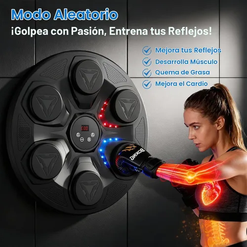 Vista 4 de Upgrade Music Boxing Machine For Adults Kids, Interactive Music Punching Machine with Gloves 12 Modes 12 Speeds, Wall Mounted Electronic Boxing