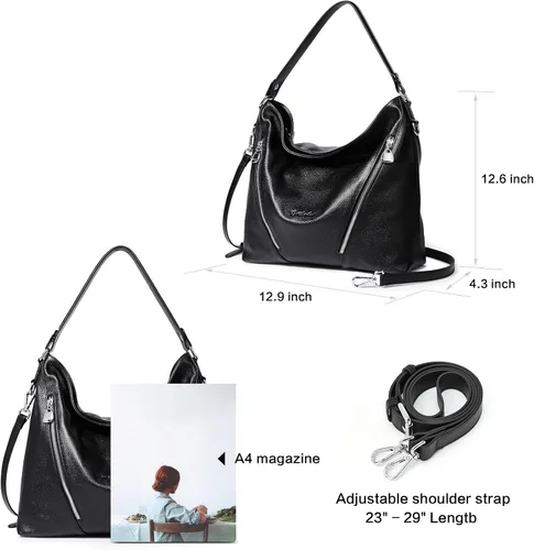 Vista 5 de BOSTANTEN Bolso de cuero para mujer, diseño de bolsos de hombro, Hobo