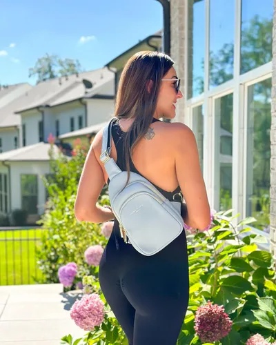 Vista 9 de Bolso cruzado pequeño, riñonera para mujeres y hombres, bolso bandolera de cuero para regalos, Estilo5-Rosa