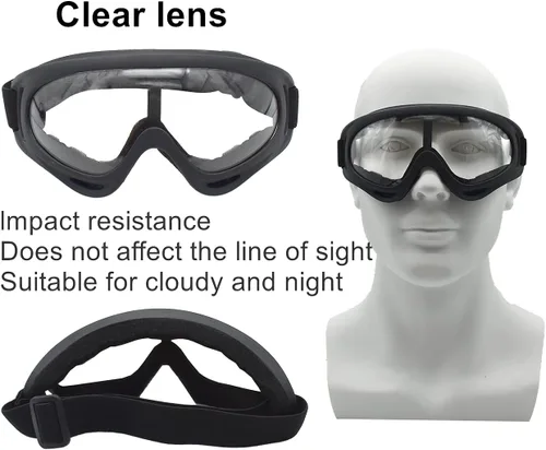 Vista 5 de LJDJ Gafas de motocicleta – Juego de 2 gafas – Dirt Bike ATV Motocross anti-UV ajustable para montar fuera de carretera protección combate táctico