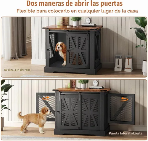 Vista 7 de VOPEAK Mueble de jaula para perros pequeños de 27.5 pulgadas, jaula resistente a los mordedores para cachorros, jaula resistente para perros