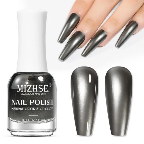 Vista 20 de MIZHSE Translucent Shimmering Nail Polish, Quick Dry Clear Glitter White brillo claro