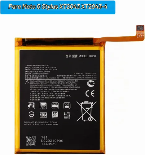 Vista 2 de Batería de repuesto KX50 compatible con Moto G Stylus XT2043 XT2043-4 con herramientas