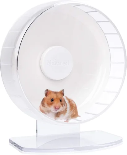 Vista 23 de Niteangel Ruedas de ejercicio súper silenciosas para hámster: ruedas giratorias silenciosas para hámster con soporte ajustable para hámsters, Verde