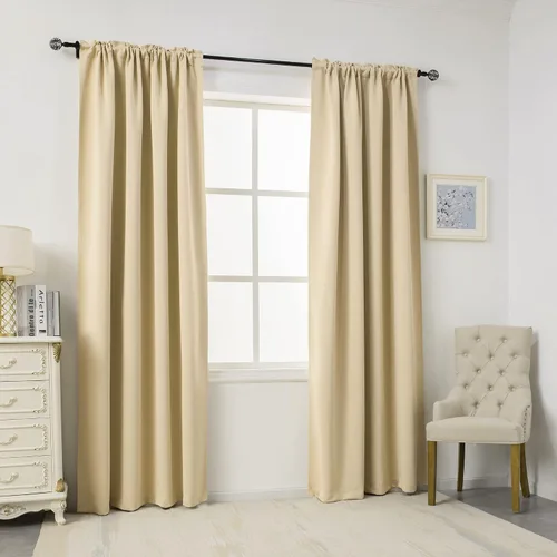 Vista 70 de DUALIFE Cortinas opacas de 45 pulgadas de largo, 2 paneles para ventanas pequeñas de dormitorio, aislamiento térmico, bolsillo para barra, cortinas