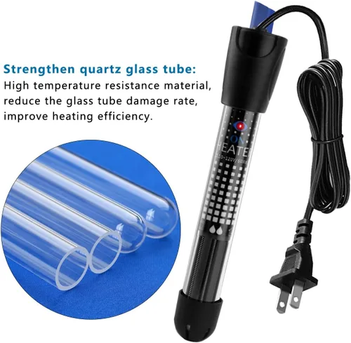 Vista 4 de DOMICA Calentador de acuario ajustable de 25 W, calentador de agua sumergible para pecera pequeña (3-8 galones) con termómetro adhesivo gratis