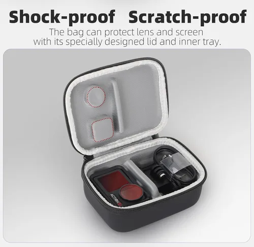 Vista 4 de Estuche de transporte para DJI Osmo Action 5 Pro/4/3, bolsa de viaje portátil de almacenamiento de PU para DJI Osmo Action 5 Pro/4/3 Accesorios