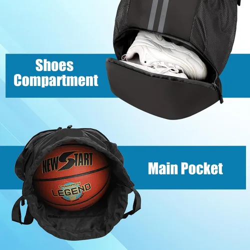 Vista 6 de Bolsa de fútbol deportiva con cordón, mochila de gimnasio para hombres y mujeres, con compartimento para pelotas y zapatos, mochila de fútbol