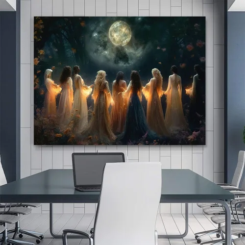 Vista 8 de Moon Calling Magic Witchy Ritual Mythical Wall Art Print - Póster de Halloween de bruja de invocación mística