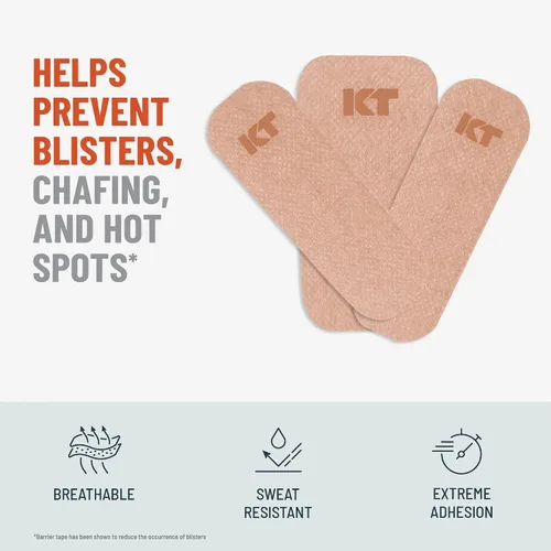 Vista 2 de KT Health - Cinta de prevención de ampollas, 30 tiras precortadas para protección contra ampollas, adhesivo fuerte, probada por dermatólogos, ideal