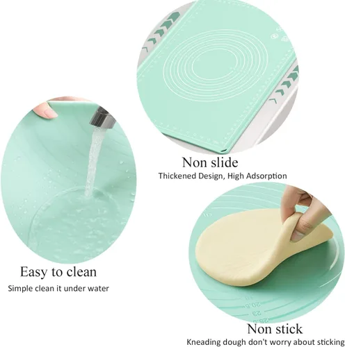 Vista 4 de Tapete de silicona para pastelería de 28 x 20 pulgadas, extra grueso, antiadherente, con medición de silicona de grado alimenticio, fondant, tapete