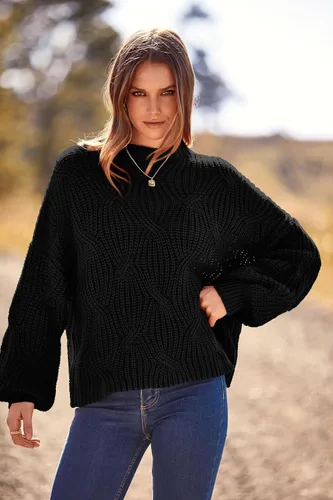 Vista 8 de PRETTYGARDEN Suéteres de otoño de gran tamaño para mujer, estilo casual, cuello redondo, manga larga, tejido trenzado grueso, blusa