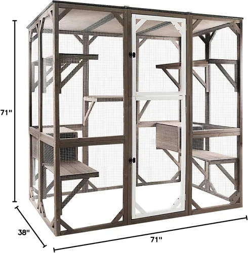 Vista 9 de Gowoodhut Catio - Recintos para gatos al aire libre, casa grande de madera