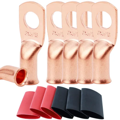 Vista 104 de TKDMR - Kit de 264 piezas de extremos de cable de batería, 132 piezas de terminales de anillo de lengüetas de cable de cobre resistentes AWG 8 6 4 2