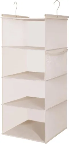 Vista 16 de MAX Houser Organizador Colgante de Closet de 5 Niveles, Estante Colgante de Tela con 2 Ganchos Resistentes para Almacenamiento, Plegable (Beige-D2)