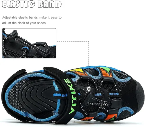 Vista 4 de Littleplum Sandalias para niños con puntera cerrada, sandalias deportivas para niños pequeños, zapatos de verano para niños grandes, caminar