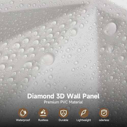 Vista 4 de INMOZATA Paneles de pared 3D para decoración de pared interior, paquete de 33 paneles decorativos de pared de 12 x 12 pulgadas con diamantes, panel