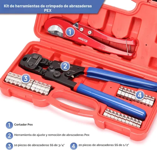 Vista 2 de iCrimp Herramienta de trinquete PEX con función de extracción para abrazadera de acero inoxidable de 3/8 pulgadas, 1/2 pulgadas, 3/4 pulgadas, 1