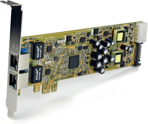 Vista 2 de StarTech Tarjeta de red PCI Express Gigabit Ethernet de doble puerto (ST2000PEXPSE) Adaptador de servidor PCIe NIC 10/100/100 de 2 puertos con PoE
