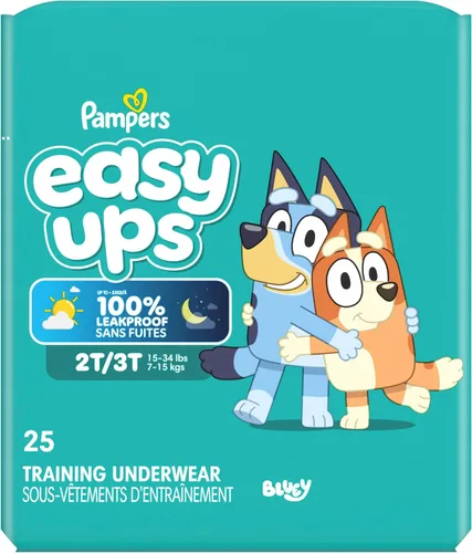 Vista 13 de Easy Ups - Pantalones de entrenamiento para niñas y niños, talla 4 (2T-3T), 25 unidades, ropa interior absorbente Bluey para entrenamiento, hasta un