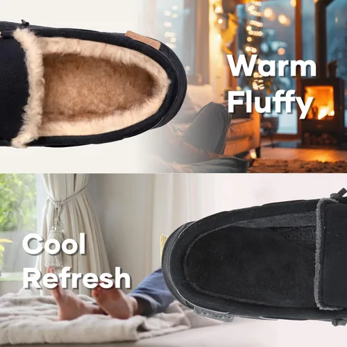 Vista 2 de Zigzagger - Pantuflas estilo mocasín de microgamuza y espuma viscoelástica, para hombre