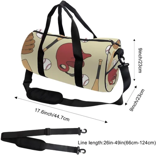 Vista 2 de Baseball Doodle Pattern Foldable Gym Bag With Shoe Compartment Oxford Tote Bags Adjustable Shoulder Strap, Convertible Carry Backpack Retro Gym Bag