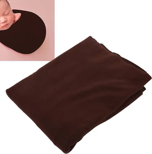 Vista 4 de Newborn Photography Wrap, Soft Stretchy Silk Material, Coffee, 0-3 Months, 63x15.7 Inches