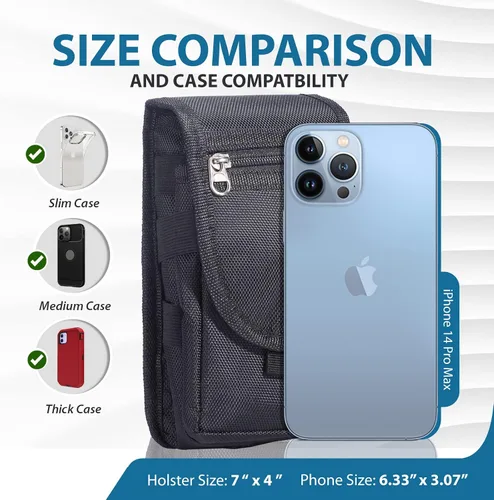 Vista 2 de Funda táctica para teléfono compatible con iPhone 16 Pro Max 15 Pro Max 14 Pro Max 13 Pro Max Samsung Galaxy S24+ S23 Ultra A15 Funda de nailon