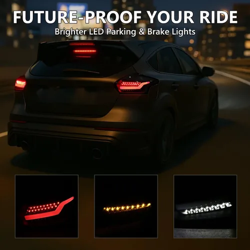 Vista 8 de SPEC-D TUNING Barras de luces traseras LED negras Compatibles con Ford Focus SE/ST/Titanium Hatchback 2015-2018, Ford Focus RS Hatchback 2016-2018