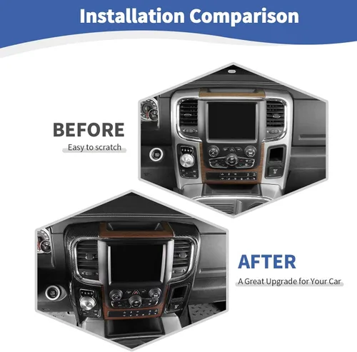 Vista 2 de RT-TCZ Para RAM Fibra de Carbono Consola Central Tablero Aire AC Ventilaciones Trim Cubierta para Dodge RAM 2012-2017 ABS Accesorios Interior 2 unids