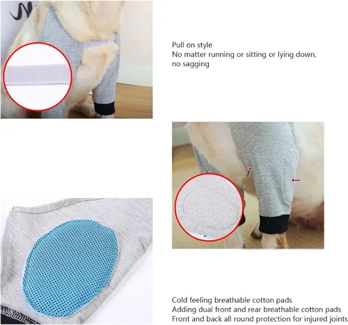 Vista 8 de Protector de codo para perro, transpirable, protector de codo para perro, almohadilla protectora ajustable para recuperación de perro, funda