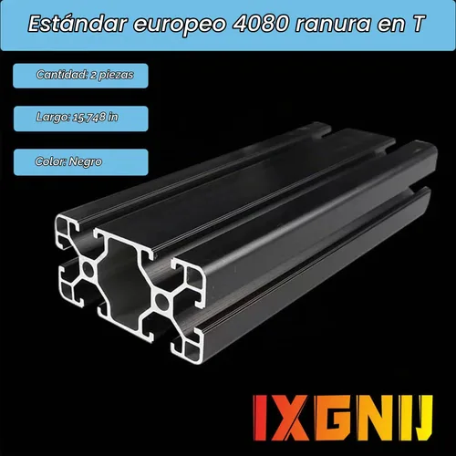 Vista 4 de IXGNIJ 4080 Extrusión de Aluminio con Ranura en T para Piezas de Impresora 3D y DIY de CNC Negra 400mmX2