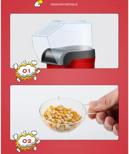 Vista 5 de Máquina para hacer palomitas de maíz de 1200 W Máquina gourmet de palomitas de maíz Mejor máquina de palomitas de maíz de aire, sin grasa