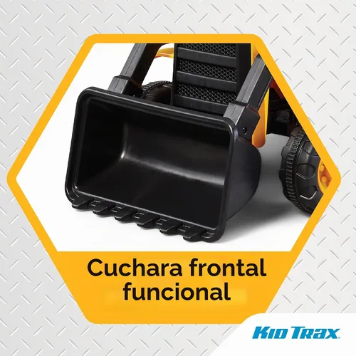 Vista 4 de Kid Trax - Juguete de montar CAT Frontloader para niños, de 18 a 36 meses, peso máximo de 44 libras, sistema de conducción con botón de fácil