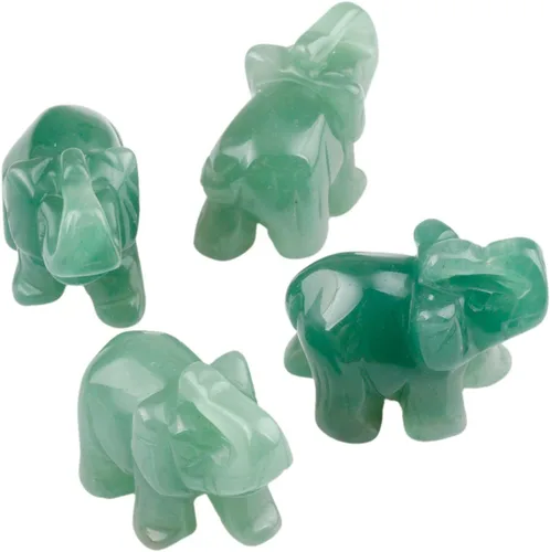 Vista 6 de SUNYIK Figura de elefante en piedra tallada. Amuleto, Aventurina verde, Verde (Green Aventurine), 1.5