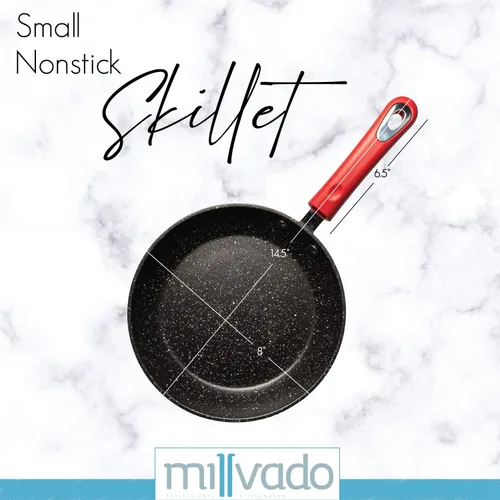 Vista 2 de Millvado Sartén antiadherente, sartén pequeña de 8 pulgadas con revestimiento antiadherente de granito más saludable, sartén para huevos
