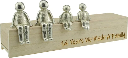 Vista 6 de Idea del 14 aniversario – 14 años que hicimos un adorno de metal familiar – Elige tu combinación familiar (1 niño)
