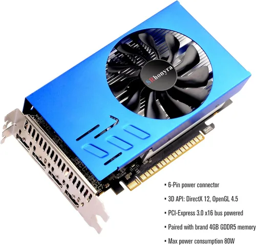 Vista 7 de Tarjeta gráfica GTX 1050 Ti 4 GB 4HDMI 128-Bit Quad Monitor Tarjeta de Video GDDR5 para múltiples pantallas, proyección o pared de video