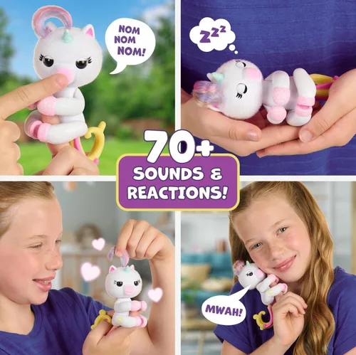 Vista 2 de Fingerlings Mono interactivo y unicornio - Paquete de 2 - Lulu & Harmony - Más de 70 sonidos y reacciones, se ilumina el corazón, reacciona al tacto